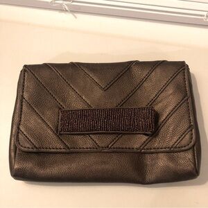 Brown Metallic and Beaded Handbag Clutch